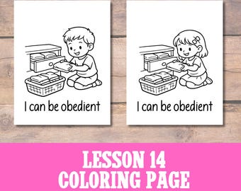 LDS Nursery Coloring Page: I Will Obey - Lesson 14 (PDF Download)