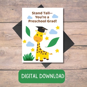 Tarjeta de graduación preescolar, tarjetas imprimibles de graduación preescolar, imprimibles de graduación, descarga instantánea, graduación preescolar