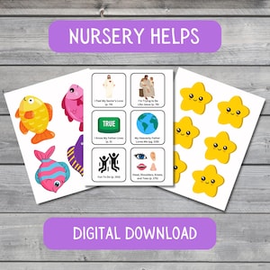 Juego de canto de la Primaria SUD imprimible / Tarjetas de canciones imprimibles con accesorios de peces, sol y estrellas / Actividad musical infantil