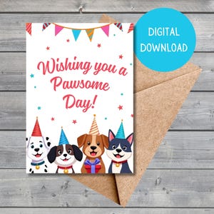 Dog Birthday Card: Pawsome Day for Dog Lovers (Digital Download)