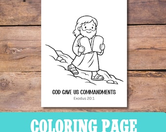Moses and the Commandments Coloring Page| For Kids | Exodus 20
