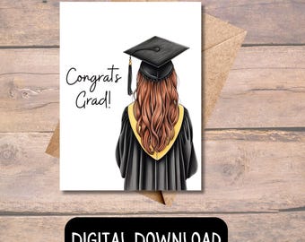 Tarjeta de graduación imprimible: ¡Felicidades, graduado! (Descarga digital)