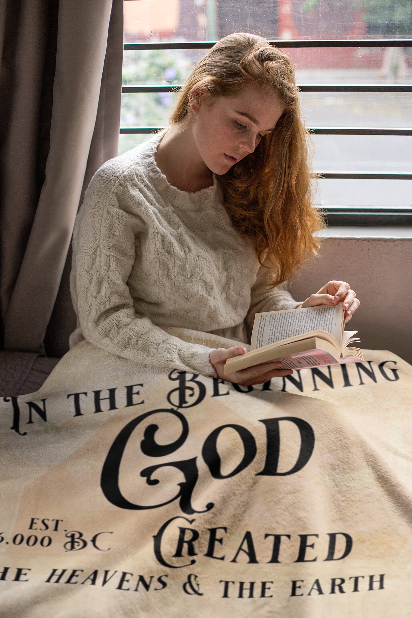 Christian Blanket Scripture Themed in the Beginning Man Cave Blanket