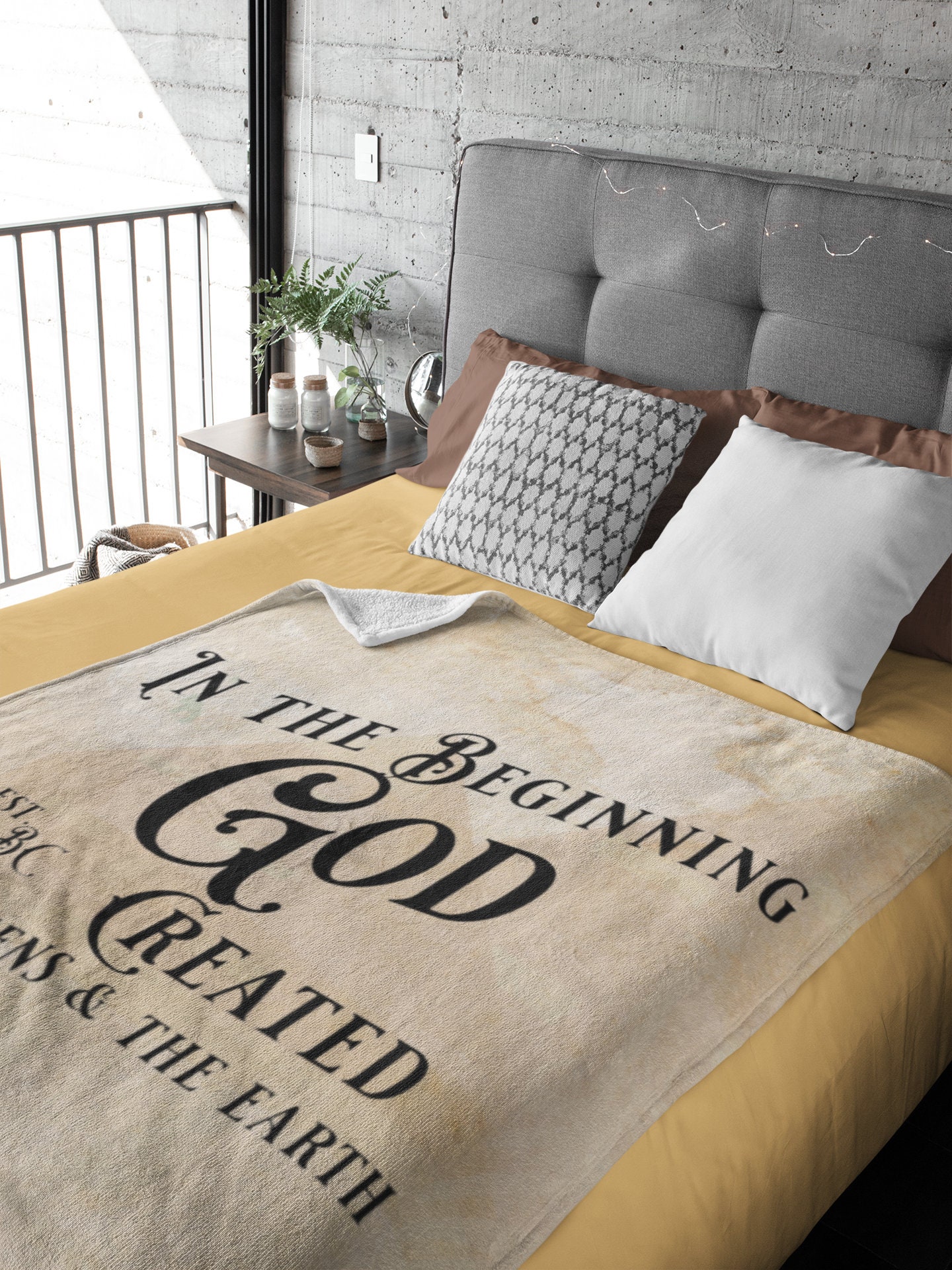 Christian Blanket Scripture Themed in the Beginning Man Cave Blanket