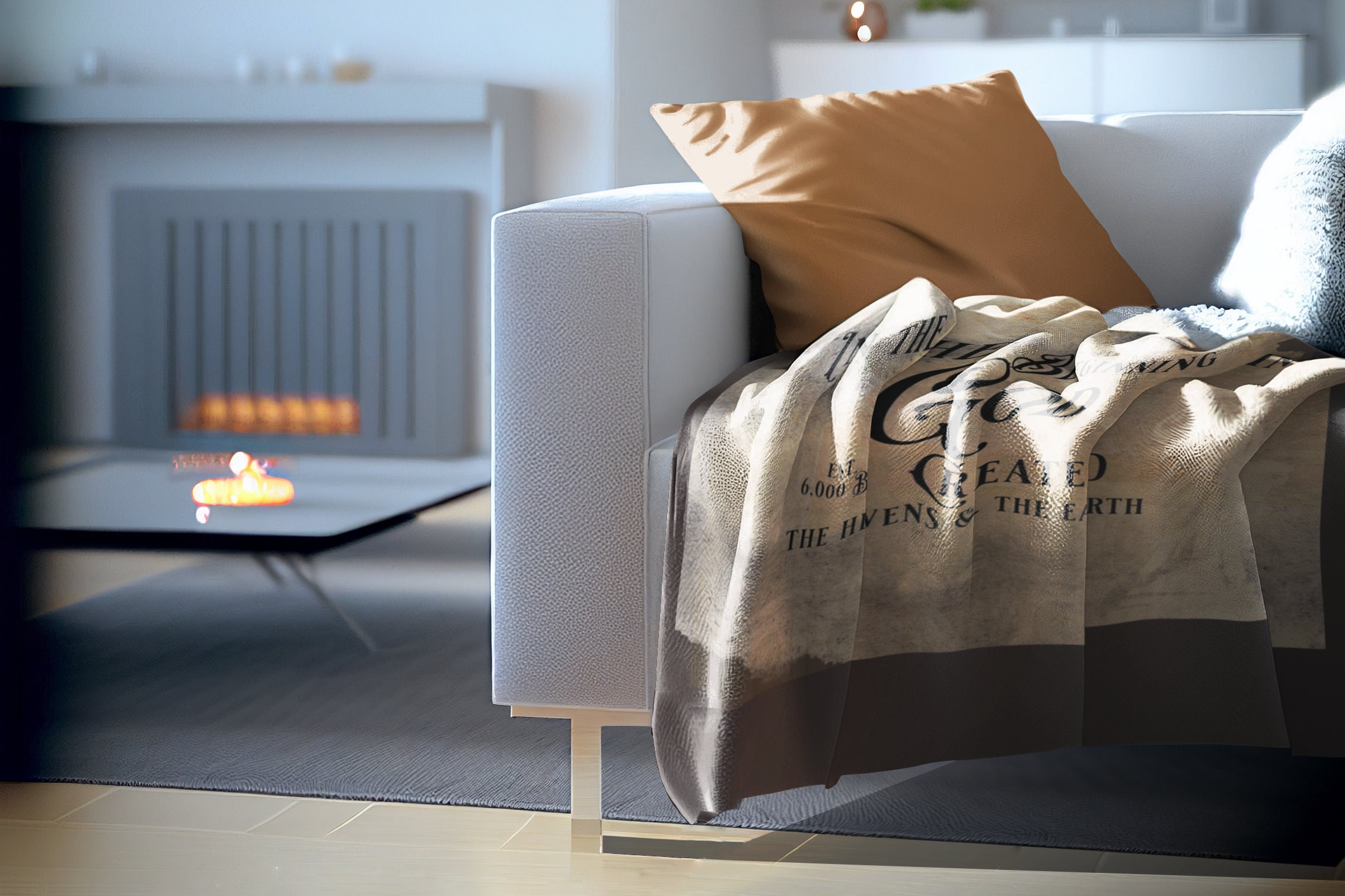 Christian Blanket Scripture Themed in the Beginning Man Cave Blanket