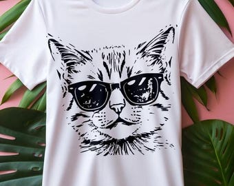 Plotter file &quot;cool cat&quot;; Format: SVG, PDF, JPEG; Line drawing, art, plotter file, creative projects