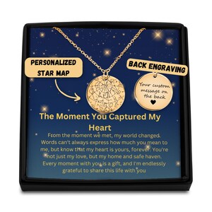 Personalisierte Halskette, Sternkarte, Geschenk für Sie | Benutzerdefinierte Jahrestag Geschenke für Frau oder Freundin | Unsere Love Story Sternbildkarte