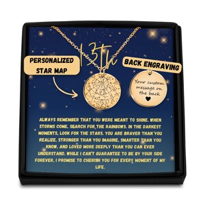 Benutzerdefinierte Sternkarte Halskette | Personalisierter Sternenhimmel Schmuck | An diesem Tag geboren Geschenk | Meilenstein Geburtstags-Andenken