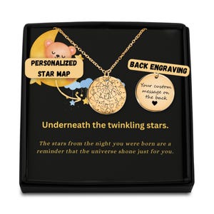 Gepersonaliseerde sterrenkaartketting - Vier de geboorte van je baby - Aangepaste sterrenbeeldhanger