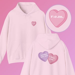 R.E.M. Ariana Grande Candy Heart Hoodie Unisex Heavy Blend™ Hooded Sweatshirt Beauty Eternal Sunshine Yes And Blush