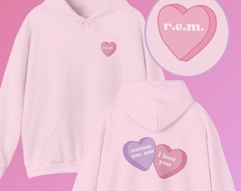 R.E.M. Ariana Candy Heart Hoodie Unisex Heavy Blend™ Grande Hooded Sweatshirt Beauty Eternal Sunshine