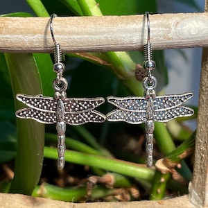 Handmade Dragonfly Charm Earrings, Nature Lover Gift, Fishhook Earrings, Dragonfly Charms, Insect Earrings, Nature Inspired Earrings, Earthy