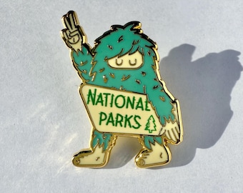 National Parks Bigfoot Enamel Pin - Hiker Gift
