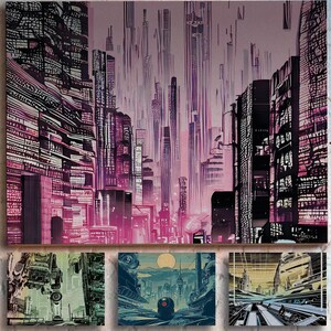 4x Robots & Sci-fi Themed Future Noire Colourised Printable Artwork Digital Download 4000x3000 PNG Wall Art