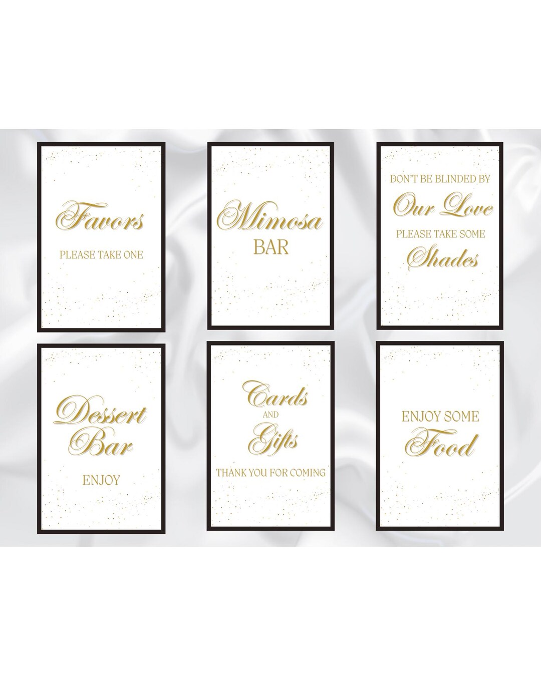 Classy Wedding Table Signs Set of 6, Gold Sign-in, Favors, Drinks ...
