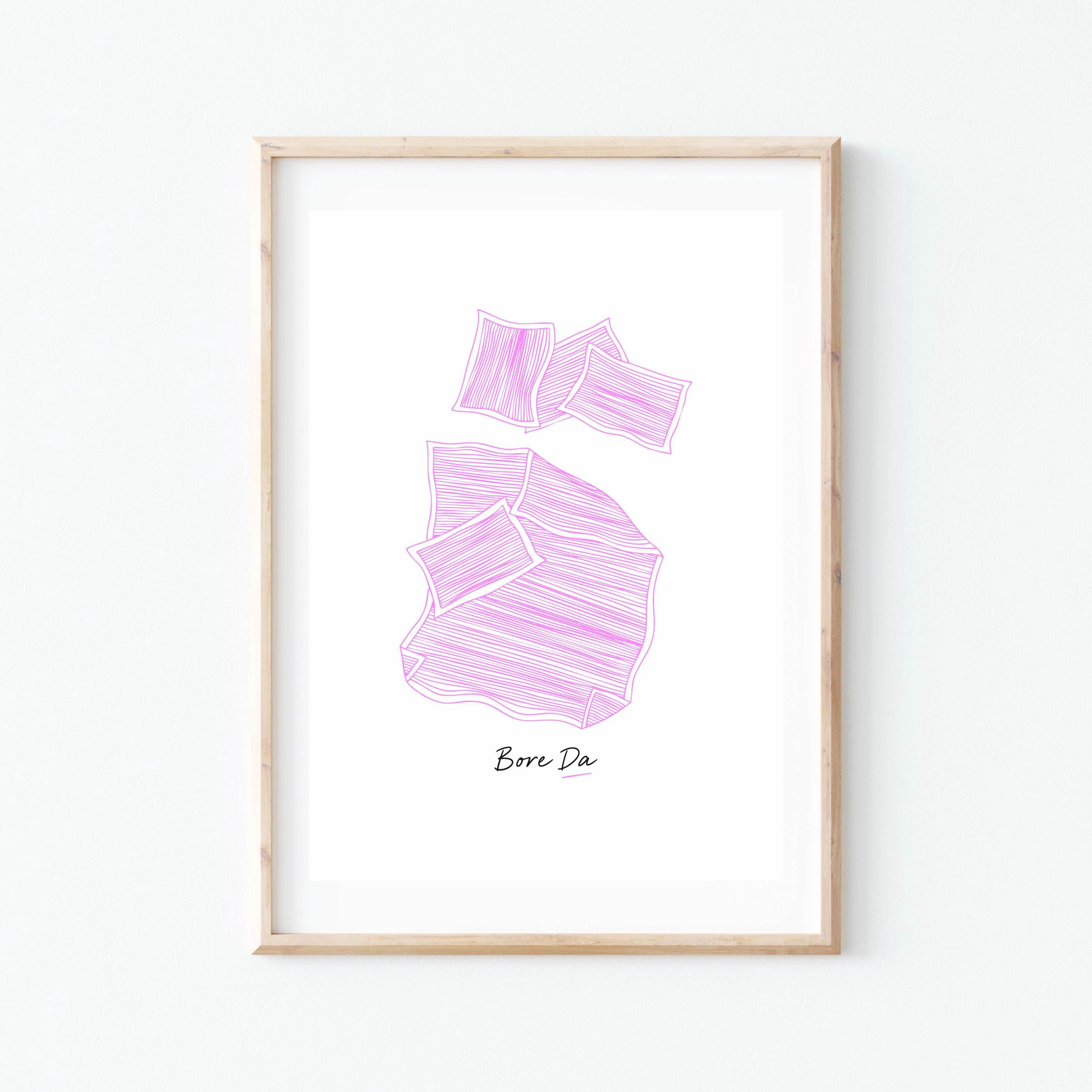 Print ‘Bore Da' | Print Gwely | Welsh Bedroom Print | Print Cymraeg | Welsh Wall Art | Celf Cymraeg