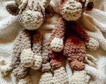 Highland Cow Knotted Snuggler Lovey Crochet
