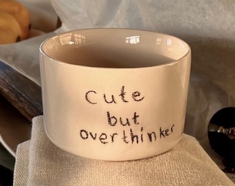 Custom handmade ceramic mug |  cute but overthinker ceramic coffee mug | mothers day mug gift, handmade ceramic coffee mug pottery ,