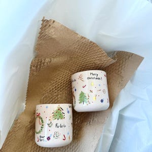 Handmade Ceramic Coffee Mug: Merry christmas, happy new year ceramic mug, christmas gift ceramic mug