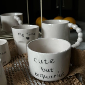 Custom handmade ceramic mug |  cute but aquarius ceramic coffee mug | christmas new year mug gift, handmade ceramic coffee mug pottery ,