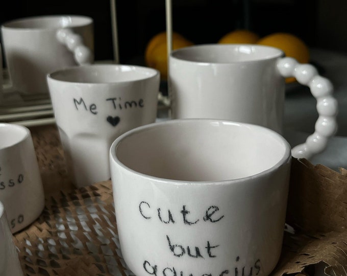 Custom handmade ceramic mug |  cute but aquarius ceramic coffee mug | mothers day mug gift, handmade ceramic coffee mug pottery ,