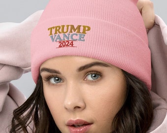 Trump Vance 2024 Embroidered Beanie: Republican Knit Hat