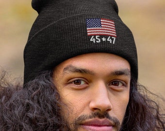 Trump Vance 2024 Embroidered Beanie: Republican Patriot Knit Hat