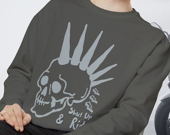 Biker Skull Sweatshirt: Edgy Motorcycle Rider Gift
