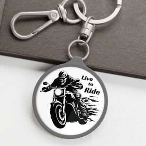 Motorcycle Keychain Gift, Live to Ride Biker Key Tag, Motorcycle Lover Gift, Skull Rider, Motorbike Keyring, Moto Husband Keychain, Biker