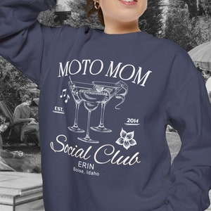 Moto Mom Social Club Shirts,  Custom Women&#39;s Motorcycle Club T-Shirt, Retro Biker Girl Shirt, Social Club Cocktail Shirt, Biker Club Tee
