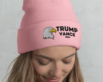 Trump Vance 2024 Embroidered Beanie: Republican Patriot Knit Hat