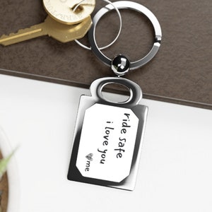 Ride Safe Zinc Alloy Motorcycle Keychain Gift,  Biker Key Tag, Motorcycle Lover Gift, Moto Husband Gift, Motorbike Keyring, Moto Keychain