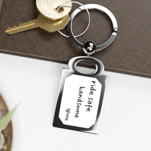 Ride Safe Handsome Motorcycle Keychain Gift,  Biker Key Tag, Motorcycle Lover Gift, Key Accessory, Motorbike Keyring, Moto Keychain