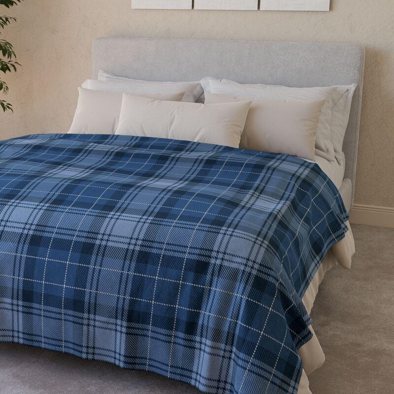Blue Plaid Tartan Blanket