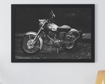 Royal Enfield Motorcycle Framed Print: Vintage Biker Wall Art