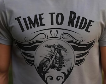 Skeleton Biker T-Shirt: 'Time to Ride' Graphic Tee