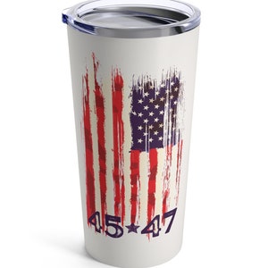 Trump 2024 Travel Mug: Grunge American Flag Tumbler