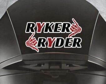 Ryker Ryder Decal: Skeleton Hand Motorcycle Helmet Sticker