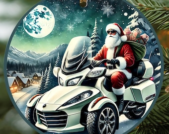 Santa on Can-Am Spyder Christmas Ornament: Motorcycle Lover Gift