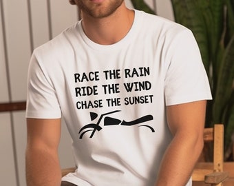 Race the Rain Motorcycle T-Shirt: Biker Graphic Tee