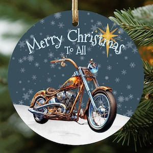 Vintage Hog Motorcycle Aluminum Christmas Ornament Biker Gift for Motorcycle Lover | Husband | Wife | Mom | Son | Friend | Bro | Boyfriend