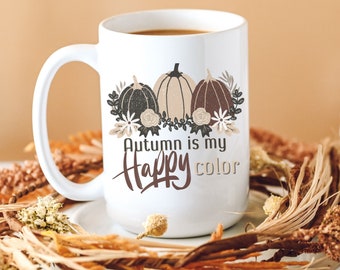 Cottage Core Autumn Pumpkin Mug: Fall Decor, Halloween Cup