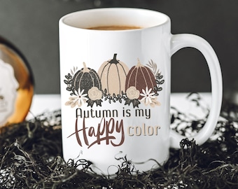 Cottagecore Autumn Pumpkin Mug: Fall Decor, Halloween Coffee Cup (15oz)