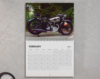 2024 Vintage Motorcycle Wall Calendar, Motorcycle Lover Family Calendar, Large Wall Calendar, 2024 Wall Calendar Motorcycle Gift, Moto Dad