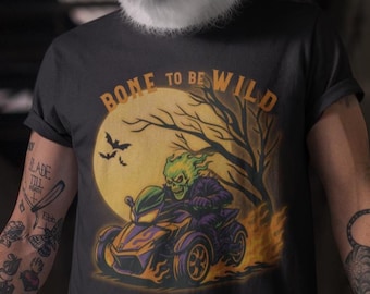 Spooky Flaming Skeleton Can-Am Spyder Halloween T-Shirt: Moto Dad Ryder Gift