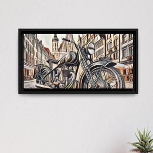 Motorcycle Framed Canvas Wall Art, Huge Biker Canvas Wall Decor, Abstract Sketch Motorcycle Canvas, Motorcycle Lovers Gift, Motorcycle Art