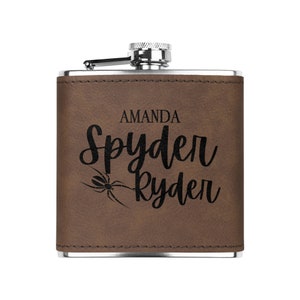 Personalized Can-Am Spyder Flask: Laser Engraved Leather Gift Dark Brown