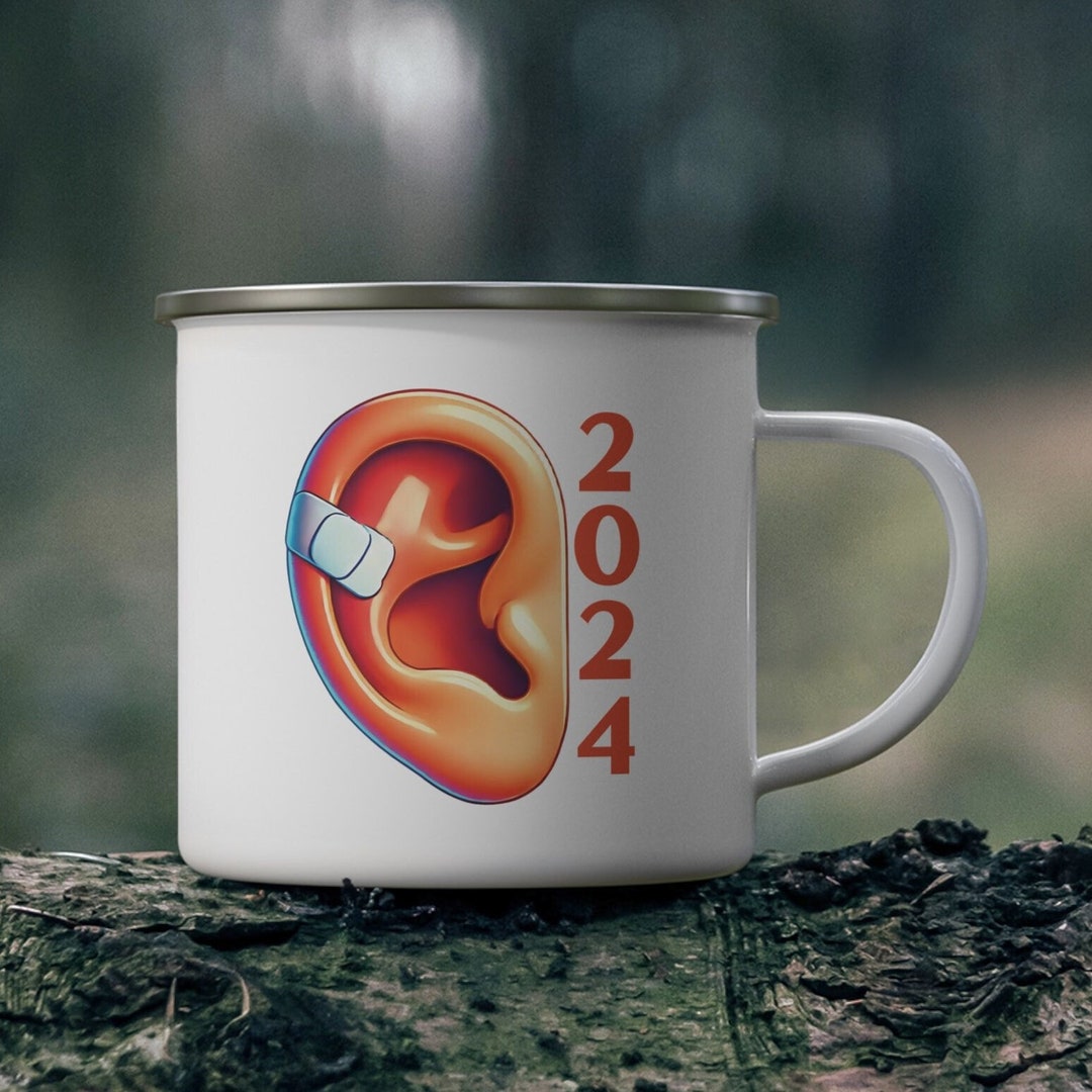 Trump Ear 2024 Enamel Camping Coffee Mug Gift for MAGA Supporter ...