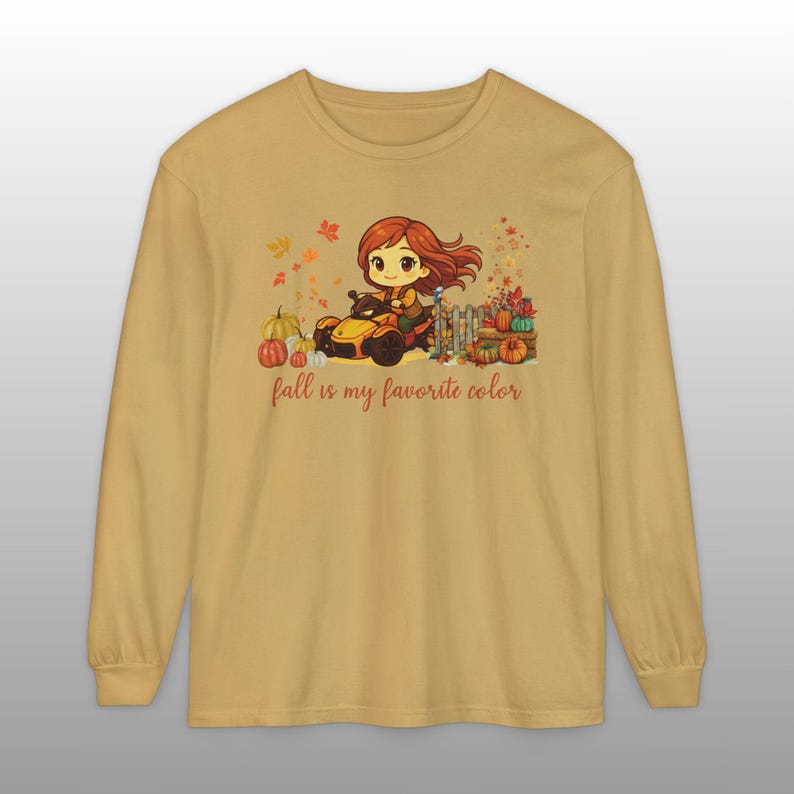 Can-Am Spyder Fall T-Shirt: Comfort Colors Moto Trike Girl Autumn Tee Mustard