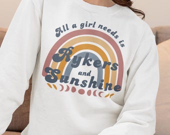 Sudadera retro Ryker: camiseta bohemia arcoíris Can-Am para mujer